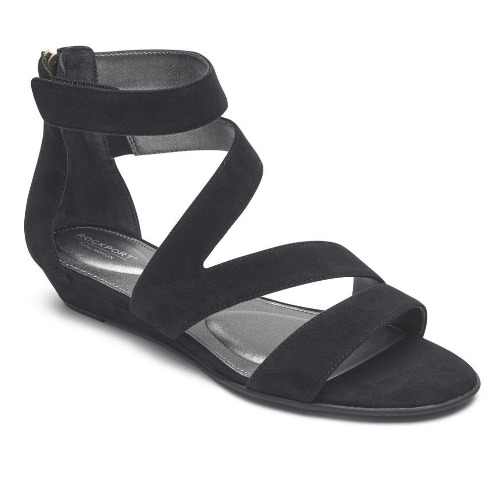 Sandalias Rockport Mujer Mexico - Total Motion Zandra Strappy Negros - SYUAC9103